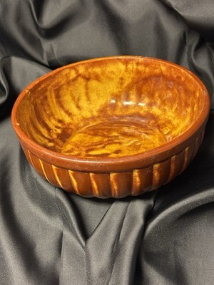 Vintage Moreno Ceramics Bowl Brown/Gold Swirled DP-3-D USA