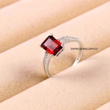 Natural Garnet Ring, Bridal Ring, 925 Sterling Silver, Wedding Ring