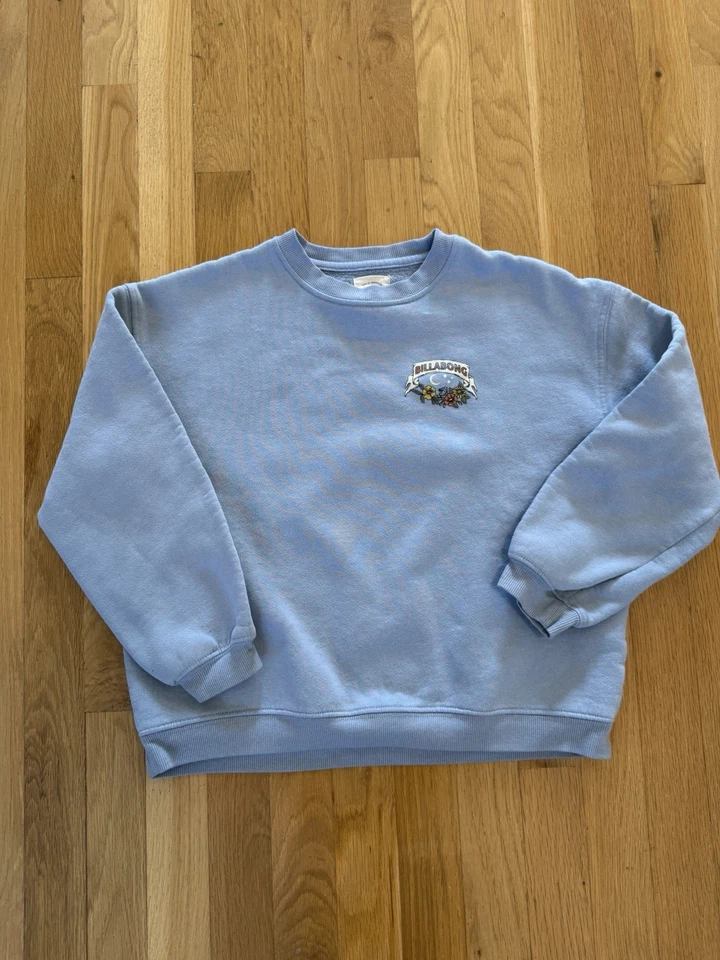 Billabong Women's Small Blue Crewneck Sweatshirt  Floral & Skeleton Graphic   - Image 2 of 4