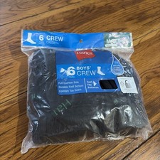 Boys Hanes 6 Pack Crew Socks Size M/M 9-2.5 NEW 