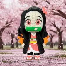 Nezuko Inspired 3D Printed Figure–Crochet Texture–Anime Fan Art– 6" or 8"