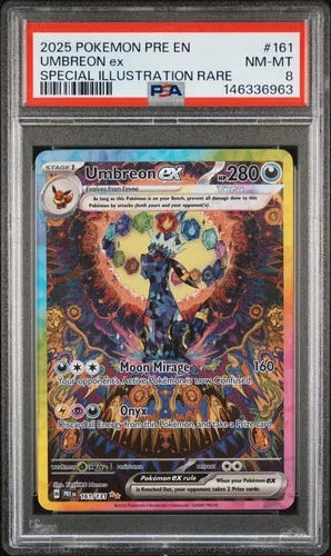 2025 POKEMON PRISMATIC EVOLUTIONS SPECIAL ILLUSTRATION RARE UMBREON EX PSA 8