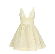 NWT Zimmermann Pre-Spring Summer New V-Neck Lemon Yellow Cami Elegant Mini Dress