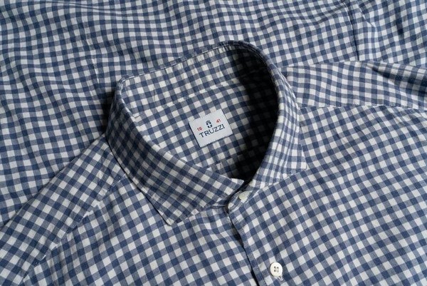 Men Isaia Napoli Shirt Navy Cotton 40 /L / 48