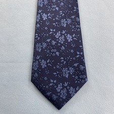 Banana Republic Tie Blue Brocade Floral Garden Art Mob Exec Modern Narrow 3x59