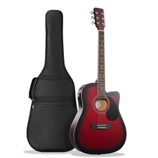 Gitara akustyczno-elektryczna Thinline Cutaway, praworęczna z Gig Bag - czerwona