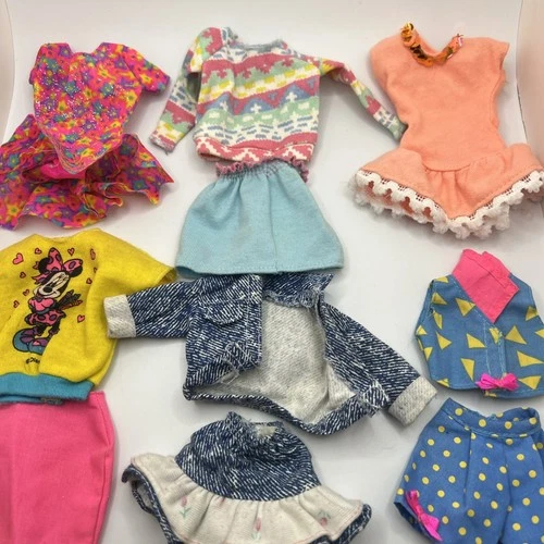 Vintage Barbie Skipper Doll Clothes Lot 80-90s Neon Dresses Shorts Skirts Disney