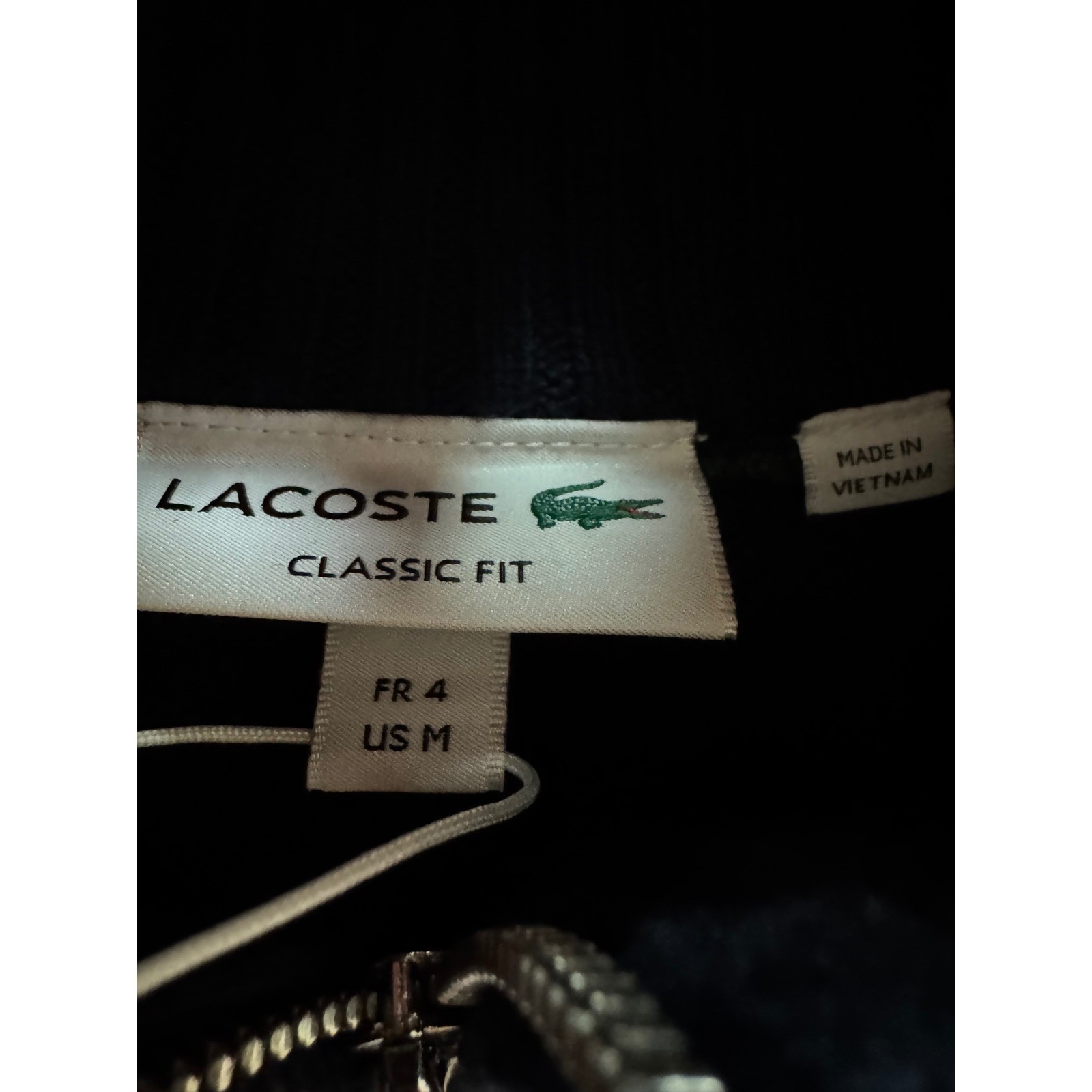 Lacoste Mens Navy Blue 100% Wool Quarter Zip Sweater AH3052 Size 4 M Classic Fit thumbnail 4