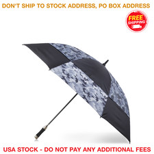Auto Open Golf Umbrella 60 Inch Vented Canopy UV Protection Windproof Camo Gray