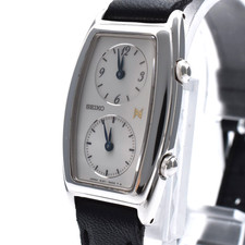 Vintage EXC 5 SEIKO Noie 1E20-3A00 Silver White Tank Quartz Women's Watch