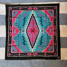 Vintage Wamcraft Southwestern Aztec Western scarf Bandana USA Pink Blue