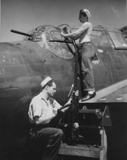 WW2 WWII Photo US Navy Sailors Work on TBM Avenger Guns World War Two / 1821