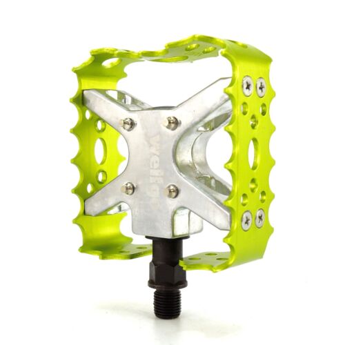 Wellgo BMX MTB New Bear Trap III Old school Bike Pedal 9/16" or 1/2" Red Green - Picture 2 of 3
