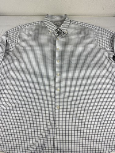 PETER MILLAR BUTTON SHIRT -XL BLUE WHITE CHECK GOLF SUMMER COMFORT NYLON STRETCH - Picture 11 of 19