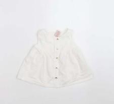 Maggie & Zoe Girls White Cotton Blend Blouse Size 12-18 Months Button