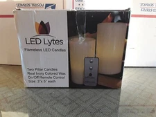 Flameless Candles Flickering Ivory LED Lytes- Lights Real Pilar Remote Control 