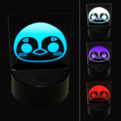 Charming Kawaii Chibi Penguin Face Blushing Cheeks 3D LED Night Light Sign Lamp
