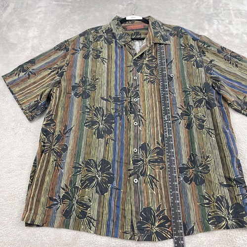 Tori Richard Hawaiian Shirt Men 2X Multicolor Floral Stripe Silk Cotton Tropical - Picture 12 of 16