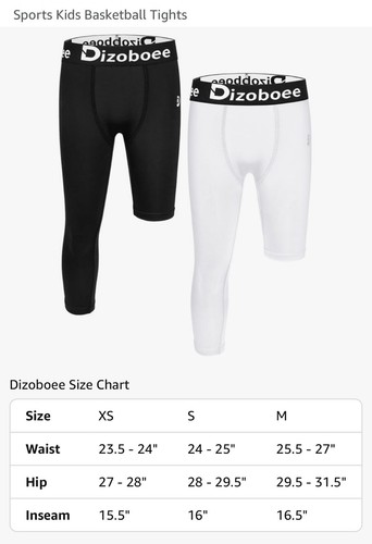 Boys Compression Leggings One Leg 3/4 for Sports Kids Basketball - Picture 8 of 8