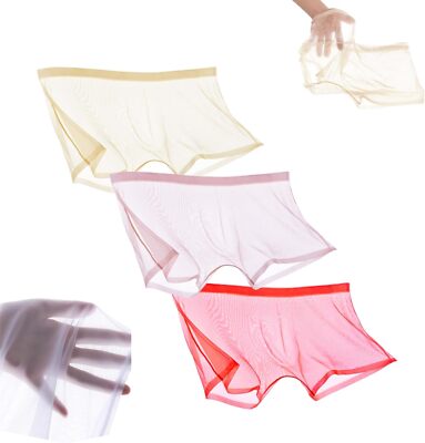 Mens Sexy See Through Shorts Sheer Briefs Boxer Mesh Breathable Ultra-Thin Soft