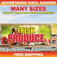 FRESH PRODUCE Advertising Banner Vinyl Mesh Sign Farm Organic Food Fruit Berry