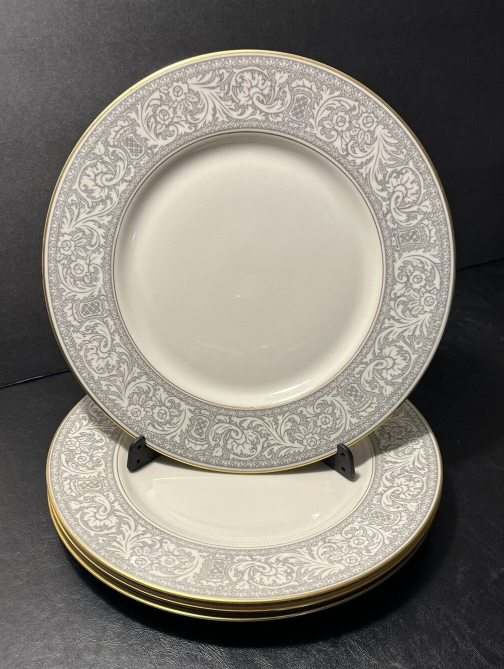 Franciscan Masterpiece China Platinum Renaissance Dinner Plates Grey Set Of 4