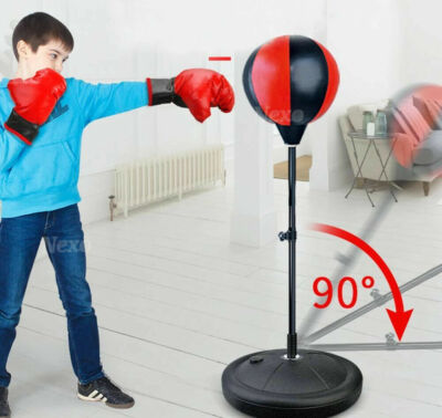 Sacco Boxe Per Bambini Con Piantana Regolabile 90-113 Cm E Guantoni - Punching Ball Per Allenamento - Foto 9