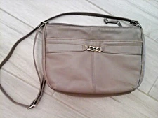 Partners Taupe Brown Genuine Leather Crossbody Shoulder Handbag      Size 7x10x2