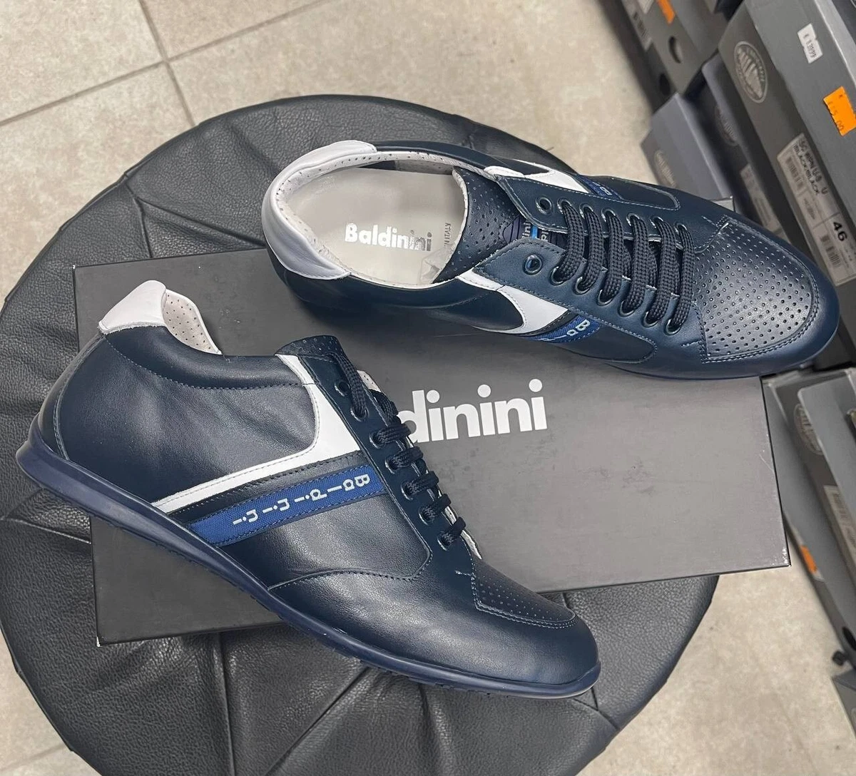 Baldinini New Leather Shoes, Blue Lifestyle Sneakers, Made In Italy | eBay