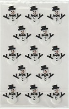 Generic Christmas Stickers 13 Jeweled and glitter Snowmen NEW Free Shipping
