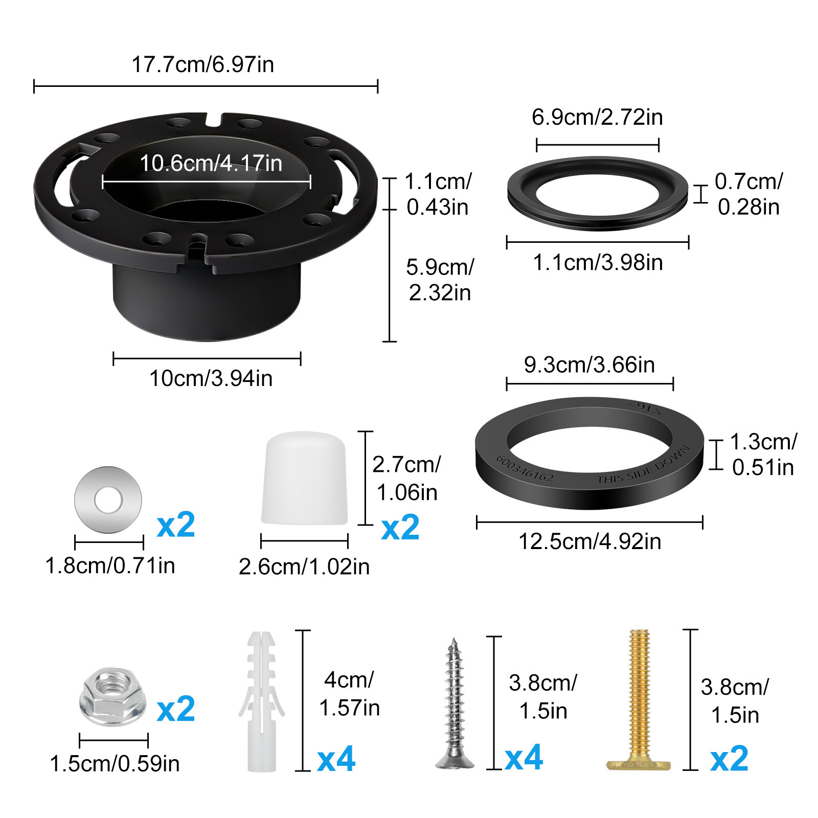 RV Toilet Seal & Flange for Dometic 300 310 320 Toilet Flush Ball & Base Gasket