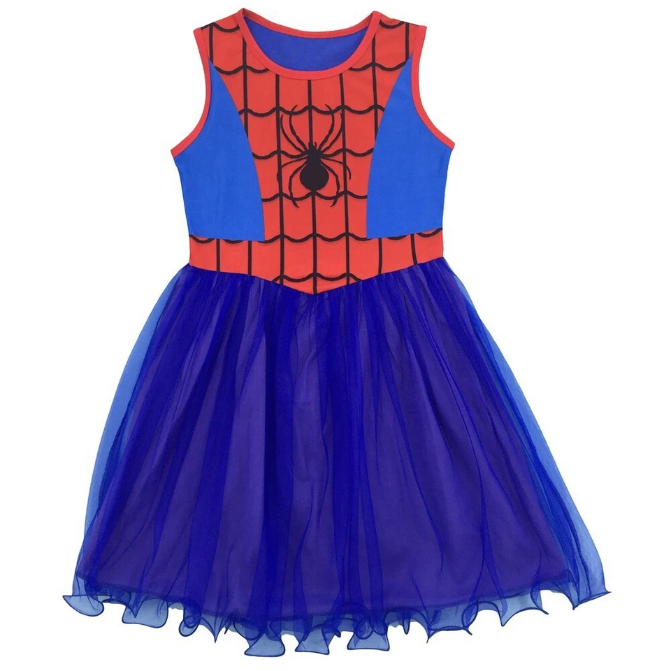 Spider-Girl Fancy Dress Kids Spider-man Cosplay Costume Party + Mask Halloween - Image 3 of 4