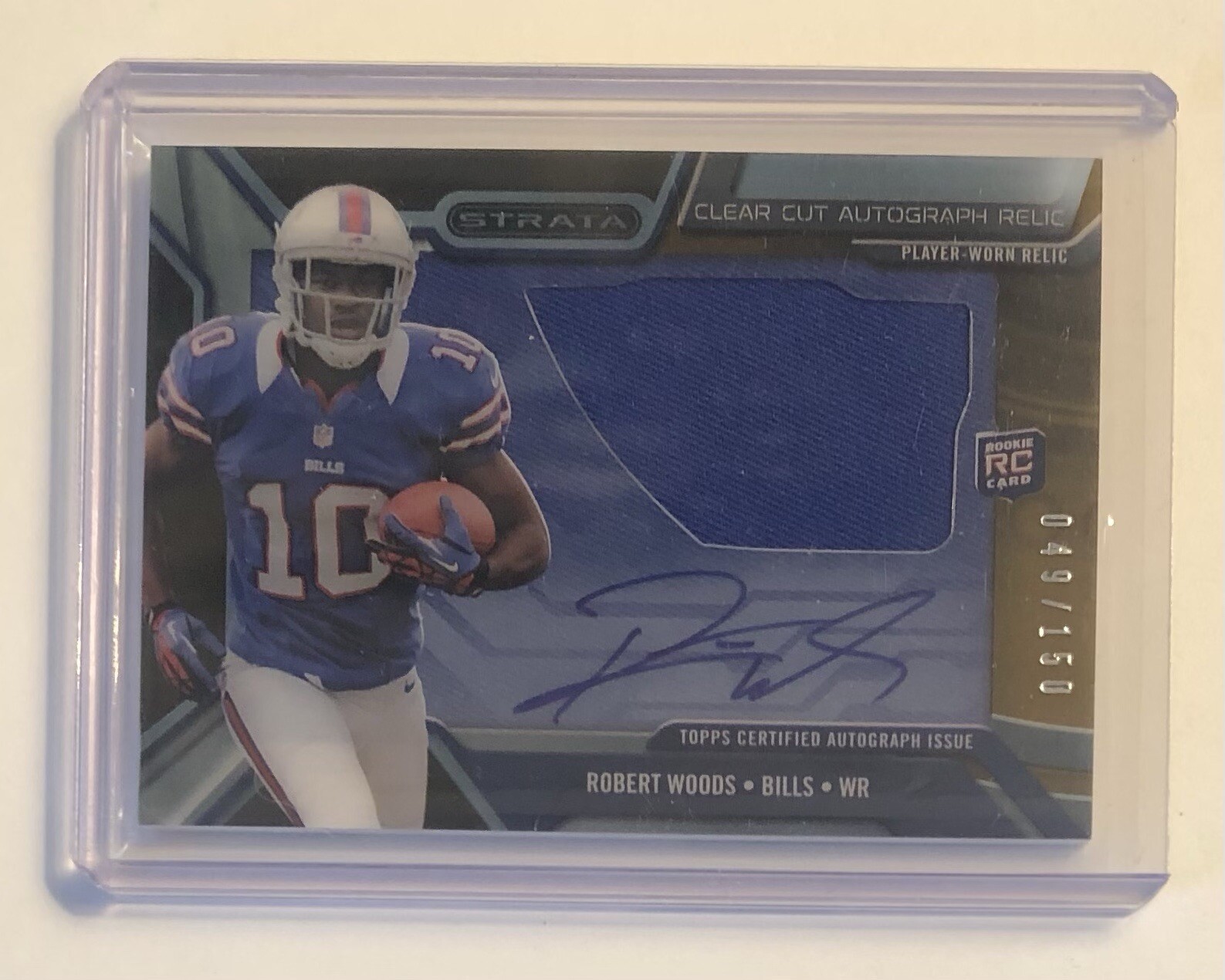 2013 Topps Strata Clear Cut Relics Bronze /150 Robert Woods Rookie Auto RC 