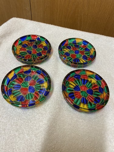 Glass Mosaic Style Candle Holders ~ Multicolor ~ Handcrafted ~ Set Of 4 - Picture 12 of 12