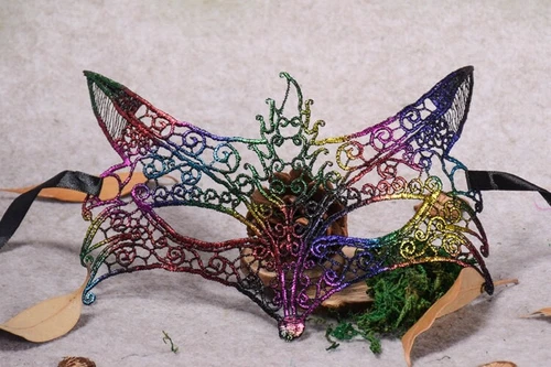 Womens Embroidered Rainbow Eye Mask Venetian Carnival Masquerade Lace Hollow - Picture 18 of 21