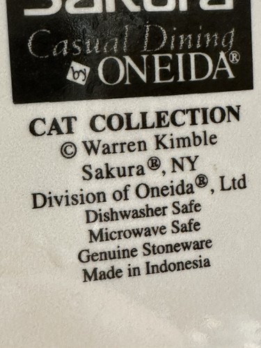 Oneida Cat Collection Salad Dessert Plate Set of 7 Warren Kimble 8.5” - Picture 11 of 24