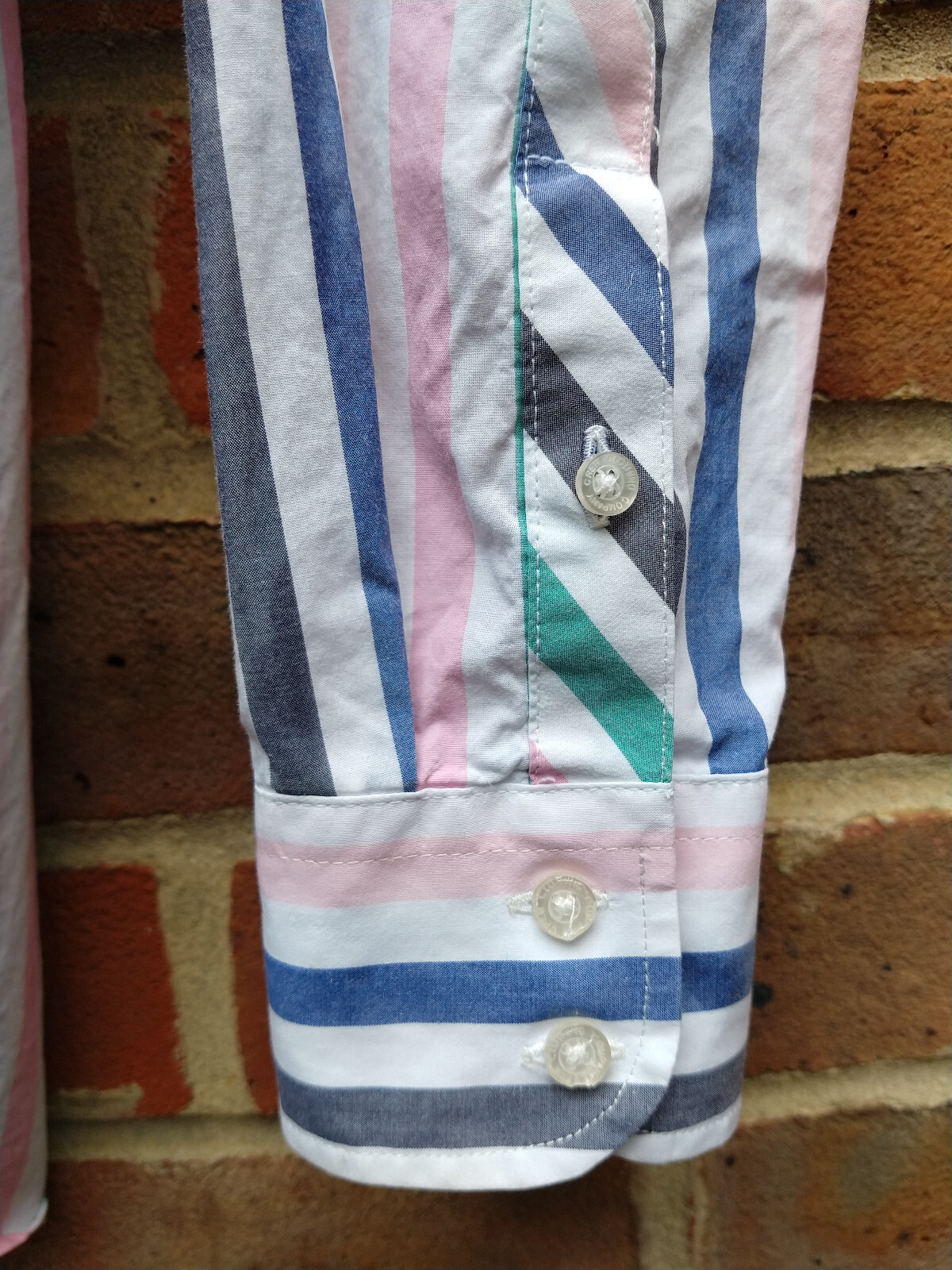 FILA Abbigliamento donna UK12 Crew 100% cotone camicia fidanzata a righe rosa verde blu