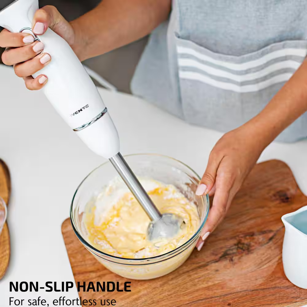 Ovente Immersion Electric Hand Blender with Stainless Steel Blades White HS560W