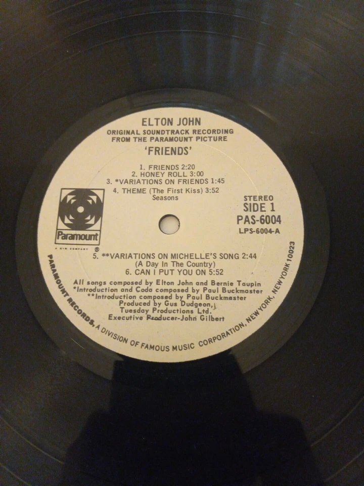 Elton John Friends Original Soundtrack Recording Vinyl LP Record Paramount 1971 Foto 4 de 4