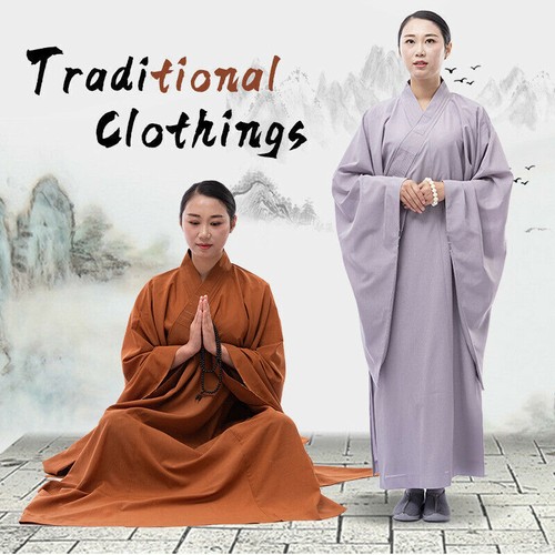 Damen buddhistischer Mönch Kleid Robe Shaolin Kleid Rock lange Meditation Sommer locker - Bild 3 von 26
