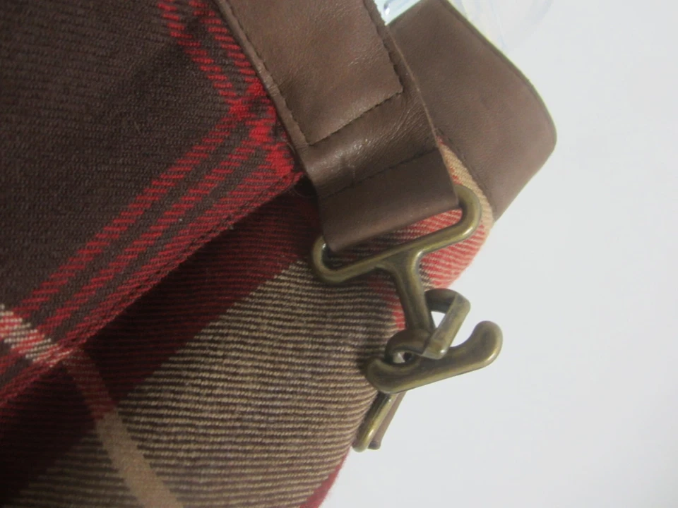 Jones New York Sport Mujer 12 Marrón Granate A Cuadros Lana Envolvente Falda Flecos DEFECTUOSA Foto 4 de 4