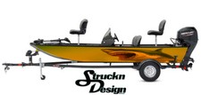 Orange Boat Wrap Great White Shark Vinyl Graphic Decal Kit Fish Bass Fishing USA
