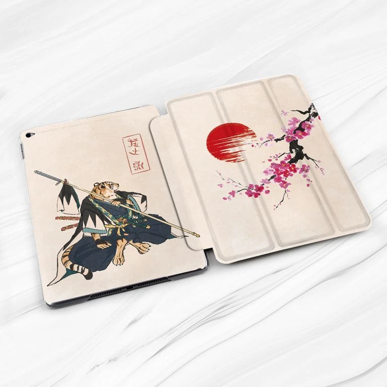 Japanese Tiger Samurai Sakura Case For iPad 10.2 Air 3 4 5 Pro 9.7 11 12.9 Mini - Image 2 of 4
