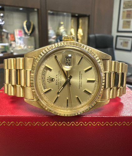 Mens VINTAGE Rolex Day-Date President Watch 18k Yellow Gold 36mm - Picture 1 of 5