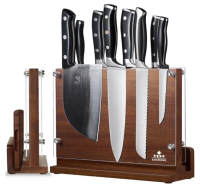 ENOKING Magnetic Chefs Knife Block Natural Wooden Knife Block Double Sided NEW
