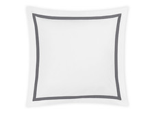 225 RARE MATOUK LOWELL COTTON PERCALE 1 EURO SHAM IVORY CHARCOAL GRAY GREY TRIM