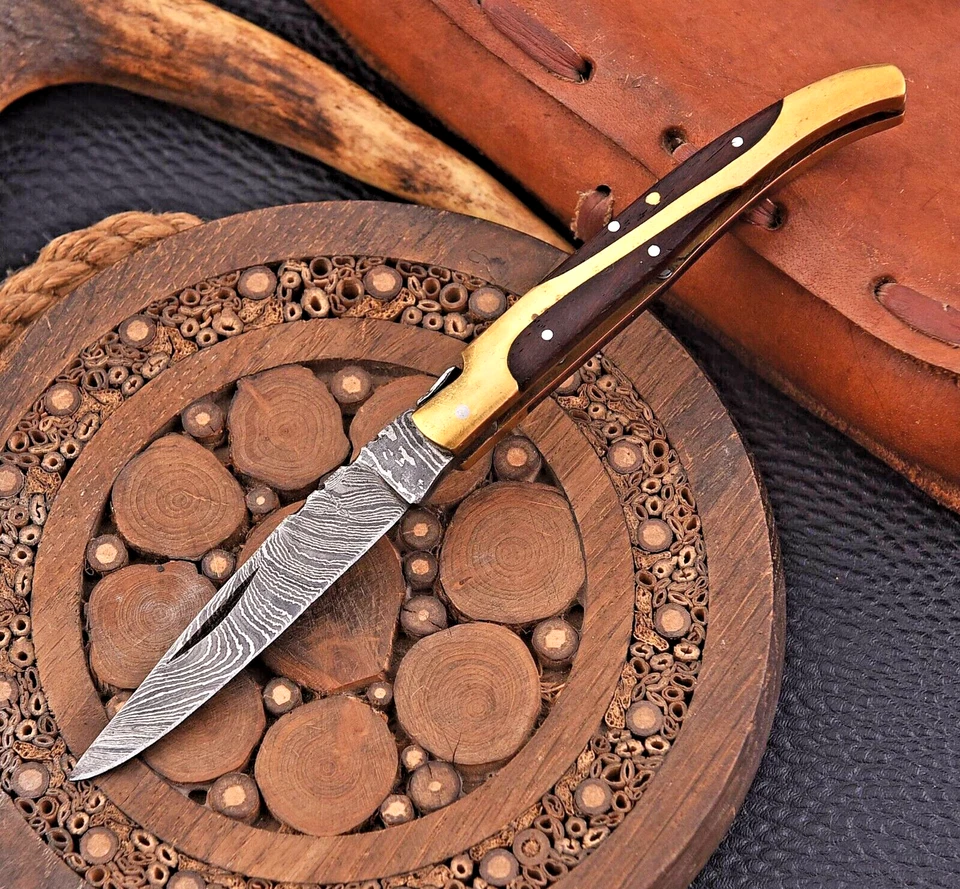 CUSTOM MADE HAND FORGE DAMASCUS STEEL FOLDING POCKET KNIFE EVERYDAY CARRY 1260 - Image 3 of 4