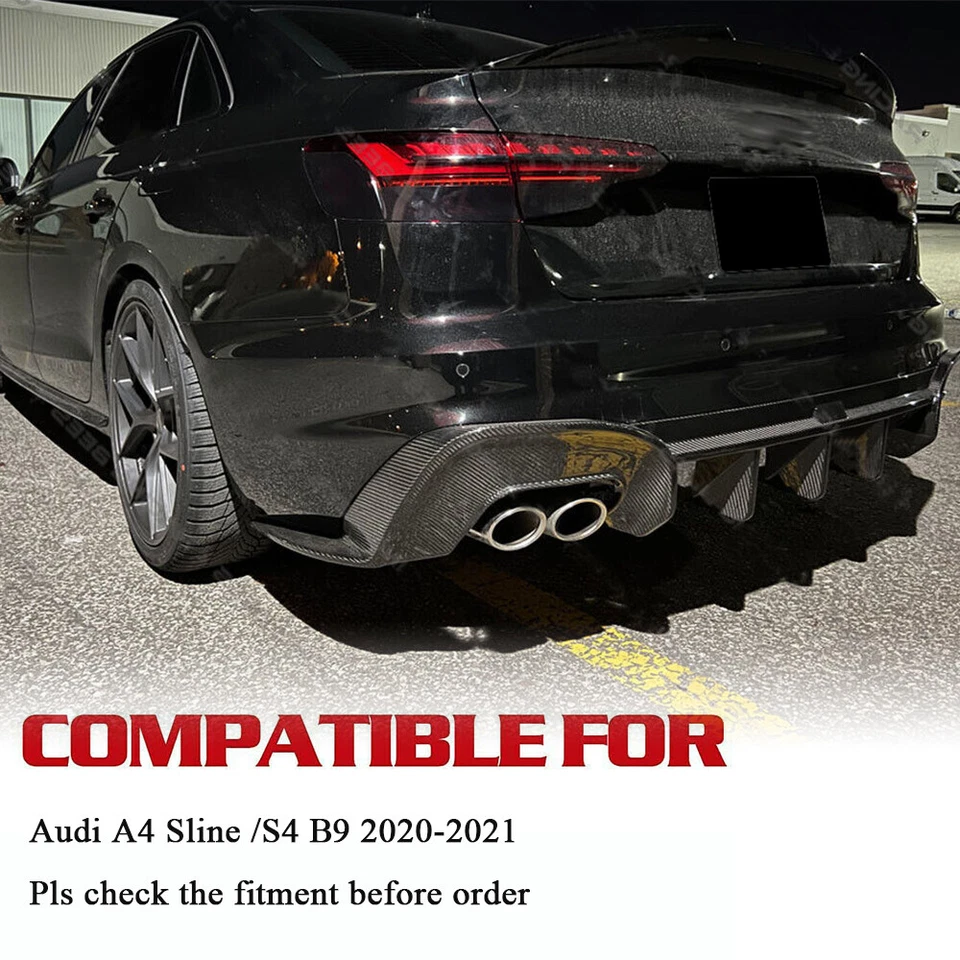 For Audi A4 B9.5 S-LINE S4 2020-2023 Dry Carbon Rear Bumper Diffuser Lip Spoiler - Image 2 of 4