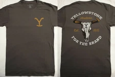 Yellowstone TV Show Cattle Skull For The Brand Dutton Ranch Charcoal T-Shirt