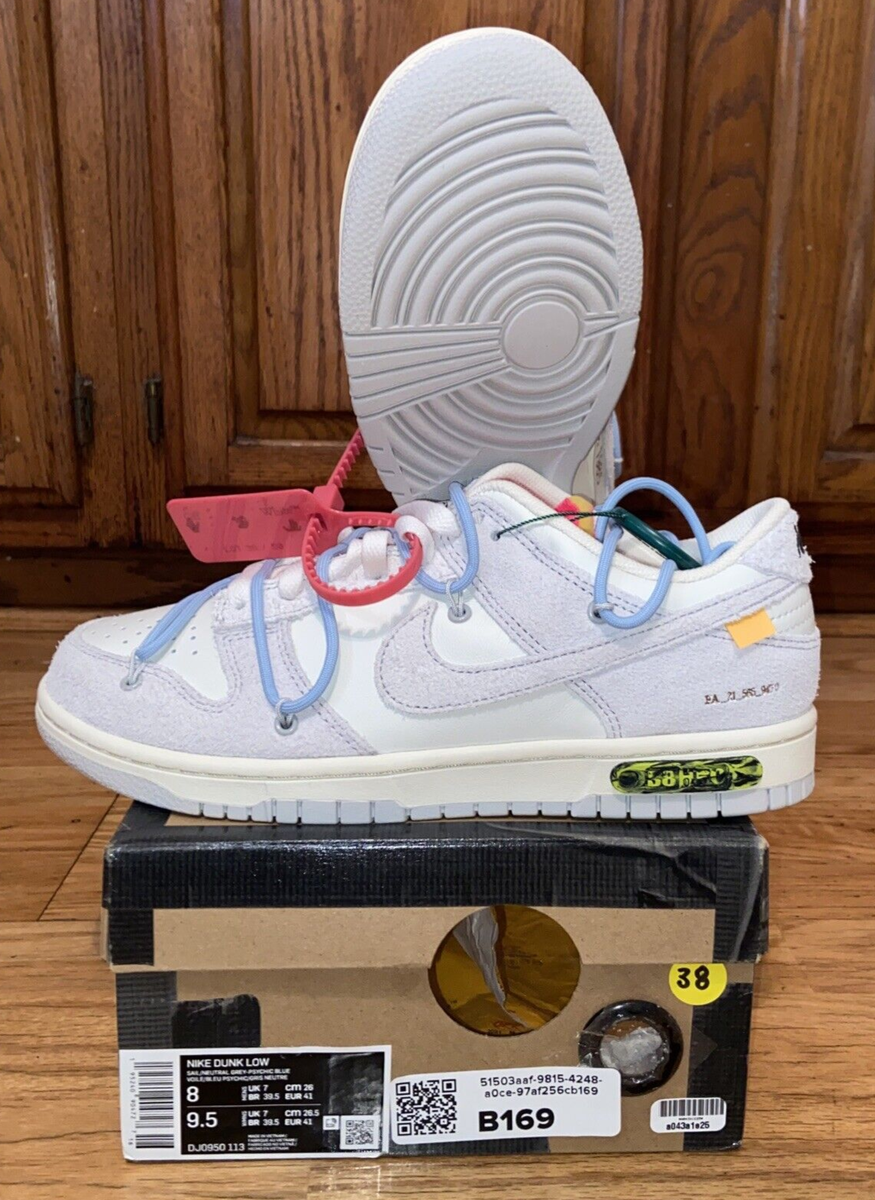 RARE DS Nike Dunk Low Off-White Lot 38 DJ0950-113 Men's 8 RARE DS Nike Dunk Low Off-White Lot 38 DJ0950-113 Men's 8